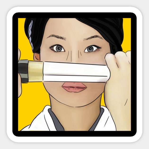 Lucy Liu on Kill Bill Sticker by Sue Cranberry